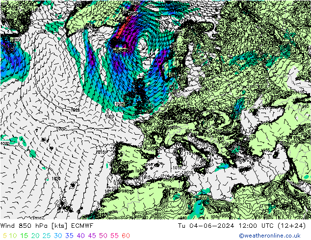 Viento 850 hPa ECMWF mar 04.06.2024 12 UTC