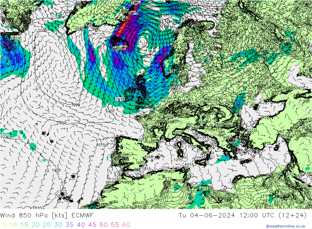 Rüzgar 850 hPa ECMWF Sa 04.06.2024 12 UTC