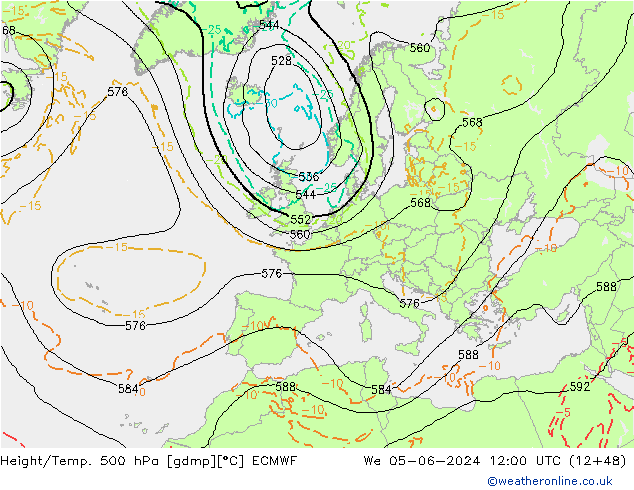 Z500/Rain (+SLP)/Z850 ECMWF mié 05.06.2024 12 UTC