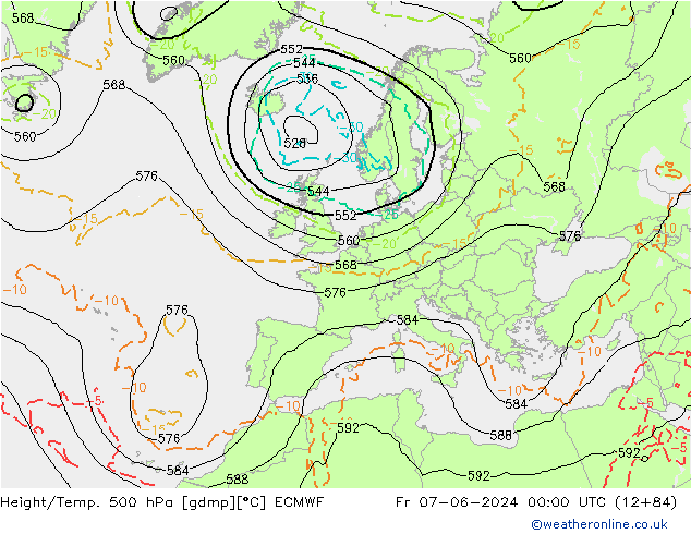 Z500/Rain (+SLP)/Z850 ECMWF Fr 07.06.2024 00 UTC