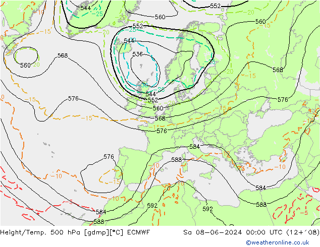 Z500/Rain (+SLP)/Z850 ECMWF So 08.06.2024 00 UTC