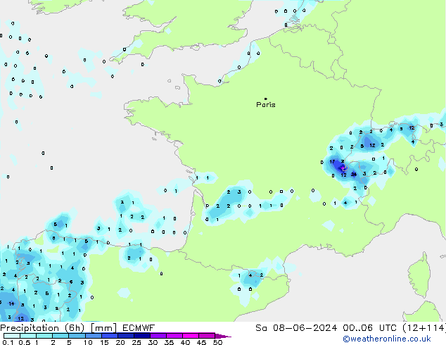 Z500/Rain (+SLP)/Z850 ECMWF sáb 08.06.2024 06 UTC