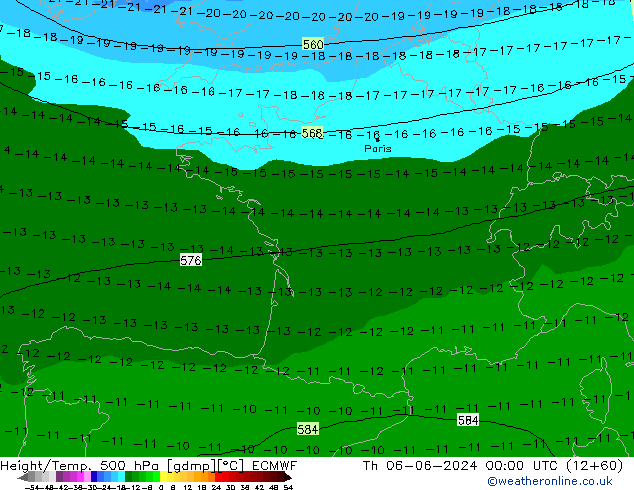 Z500/Rain (+SLP)/Z850 ECMWF Th 06.06.2024 00 UTC