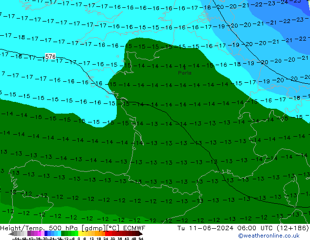 Z500/Rain (+SLP)/Z850 ECMWF mar 11.06.2024 06 UTC