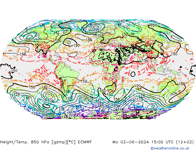 Height/Temp. 850 hPa ECMWF Mo 03.06.2024 15 UTC