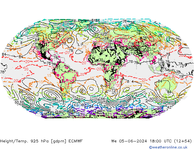 Height/Temp. 925 hPa ECMWF We 05.06.2024 18 UTC