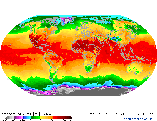 Temperature (2m) ECMWF St 05.06.2024 00 UTC