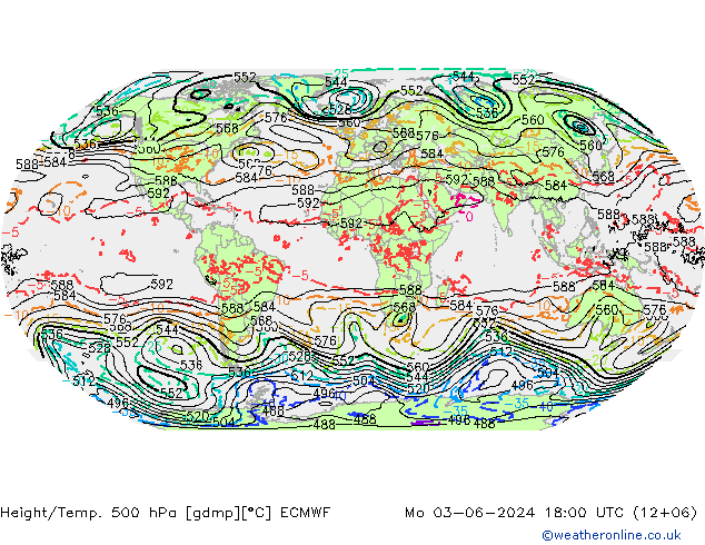 Z500/Rain (+SLP)/Z850 ECMWF Mo 03.06.2024 18 UTC