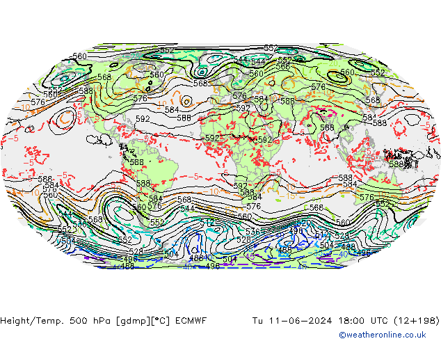 Z500/Regen(+SLP)/Z850 ECMWF di 11.06.2024 18 UTC