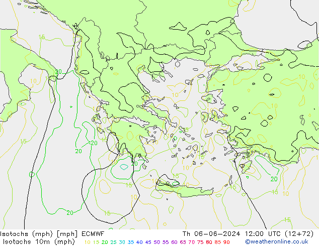 Isotachs (mph) ECMWF  06.06.2024 12 UTC