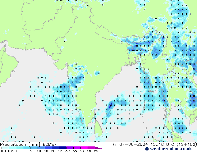 Precipitation ECMWF Fr 07.06.2024 18 UTC