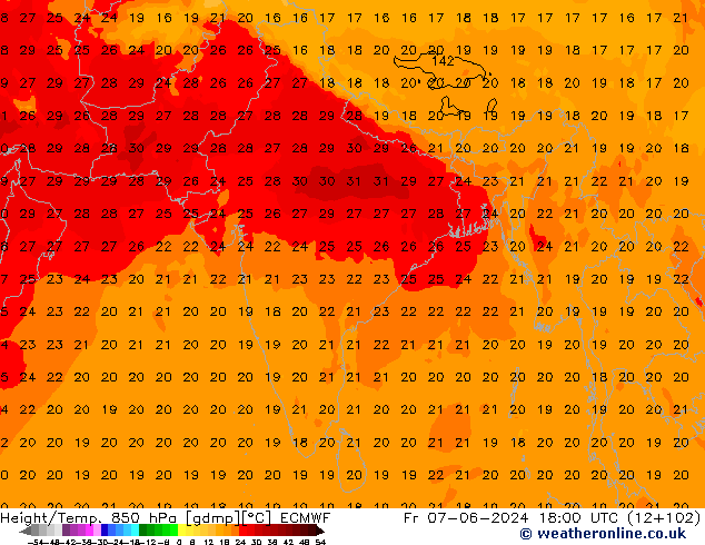 Z500/Rain (+SLP)/Z850 ECMWF ven 07.06.2024 18 UTC