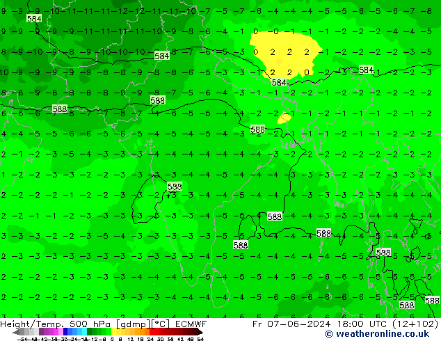 Z500/Rain (+SLP)/Z850 ECMWF ven 07.06.2024 18 UTC