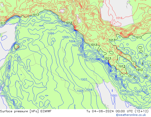 приземное давление ECMWF вт 04.06.2024 00 UTC