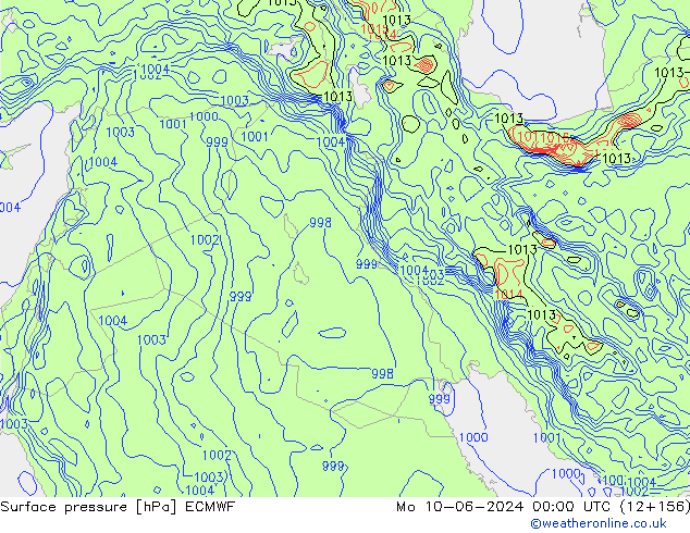 Pressione al suolo ECMWF lun 10.06.2024 00 UTC