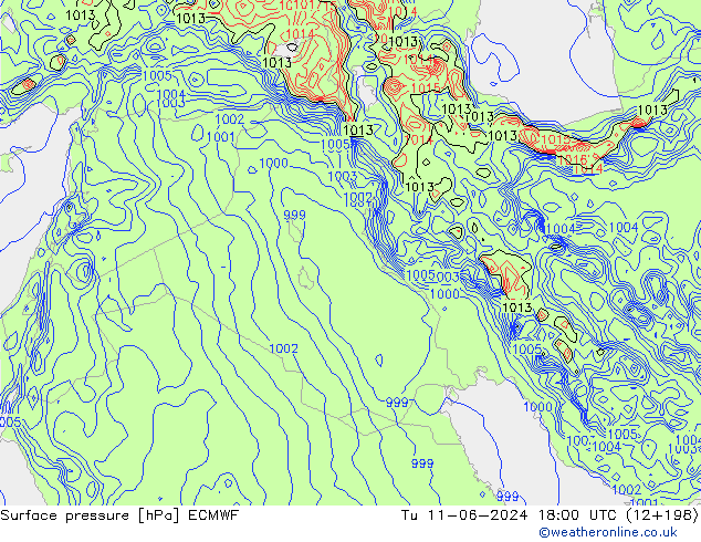 pressão do solo ECMWF Ter 11.06.2024 18 UTC