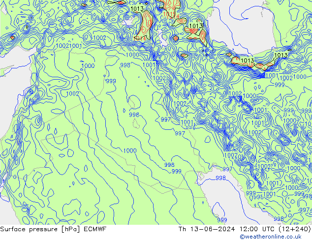 Bodendruck ECMWF Do 13.06.2024 12 UTC