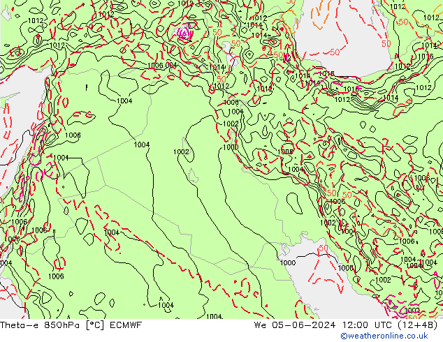 Theta-e 850hPa ECMWF Qua 05.06.2024 12 UTC