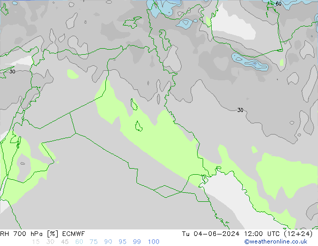 RH 700 hPa ECMWF  04.06.2024 12 UTC