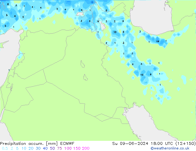 Precipitation accum. ECMWF Su 09.06.2024 18 UTC