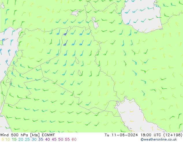 Wind 500 hPa ECMWF Di 11.06.2024 18 UTC
