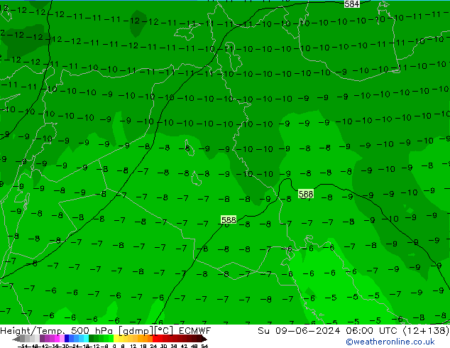 Z500/Rain (+SLP)/Z850 ECMWF Dom 09.06.2024 06 UTC