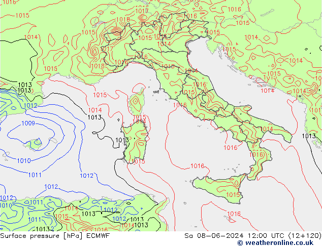 pression de l'air ECMWF sam 08.06.2024 12 UTC