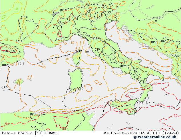 Theta-e 850hPa ECMWF We 05.06.2024 03 UTC