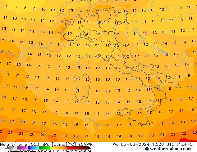 Z500/Rain (+SLP)/Z850 ECMWF mer 05.06.2024 12 UTC