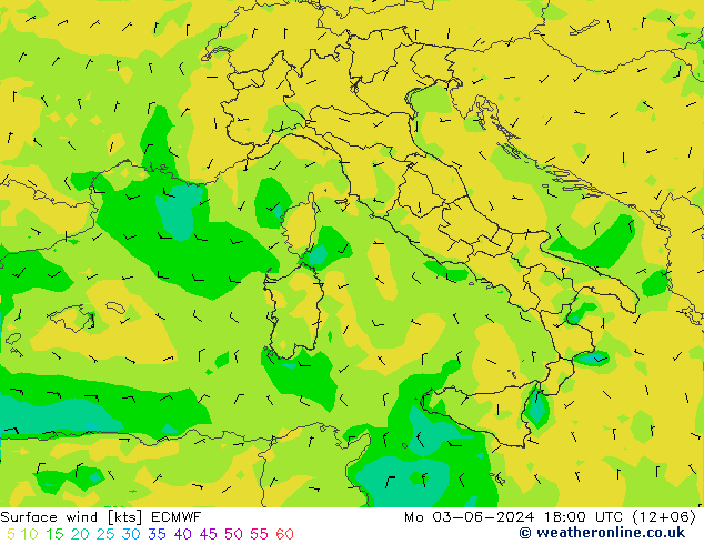 Prec 6h/Wind 10m/950 ECMWF Mo 03.06.2024 18 UTC