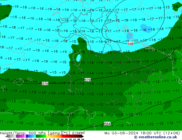 Z500/Rain (+SLP)/Z850 ECMWF  03.06.2024 18 UTC