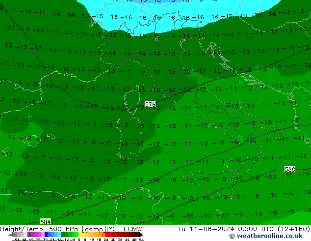 Z500/Regen(+SLP)/Z850 ECMWF di 11.06.2024 00 UTC