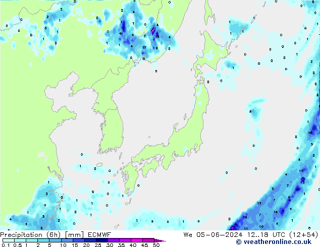 Neerslag 6h/Wind 10m/950 ECMWF wo 05.06.2024 18 UTC