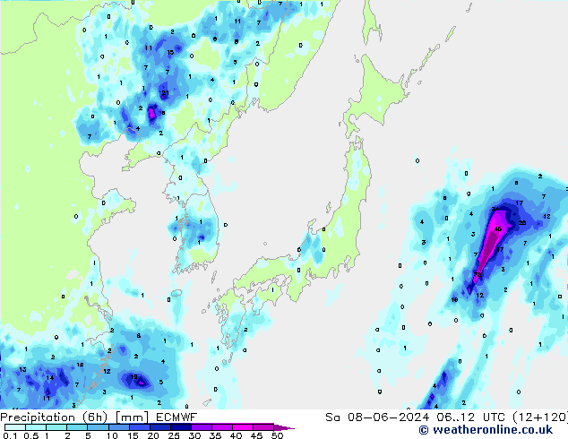 Z500/Rain (+SLP)/Z850 ECMWF sáb 08.06.2024 12 UTC