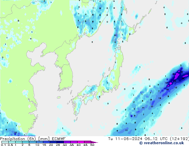 Z500/Rain (+SLP)/Z850 ECMWF Ter 11.06.2024 12 UTC