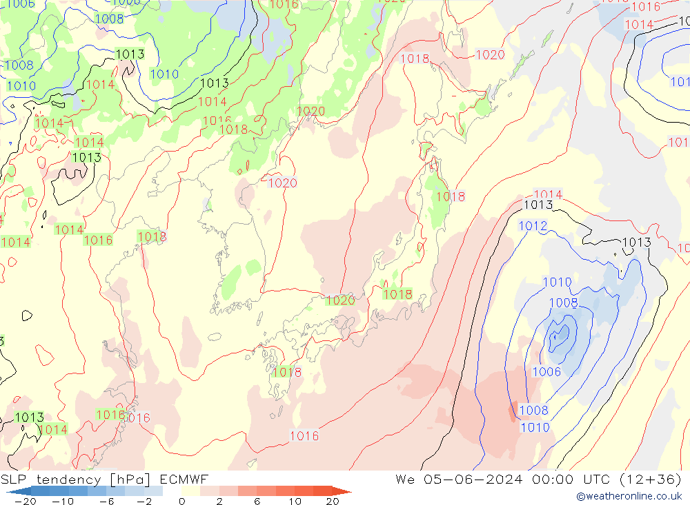 SLP tendency ECMWF Qua 05.06.2024 00 UTC