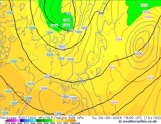 Thck 500-1000hPa ECMWF Su 09.06.2024 18 UTC