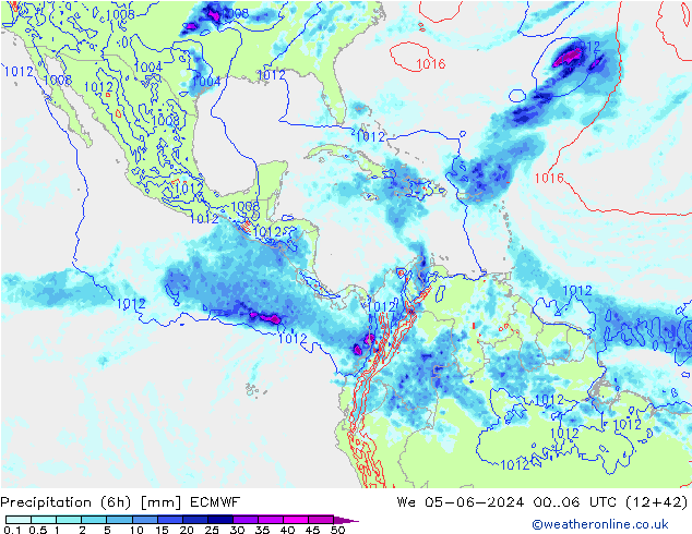 Z500/Rain (+SLP)/Z850 ECMWF mer 05.06.2024 06 UTC