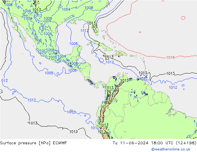 pressão do solo ECMWF Ter 11.06.2024 18 UTC