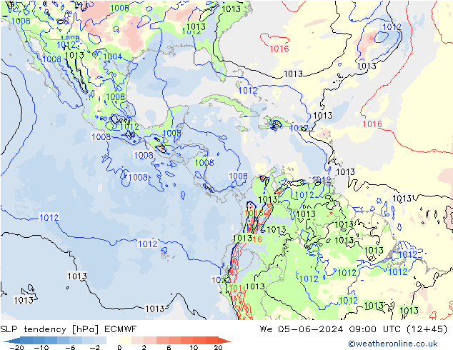 Tendance de pression  ECMWF mer 05.06.2024 09 UTC