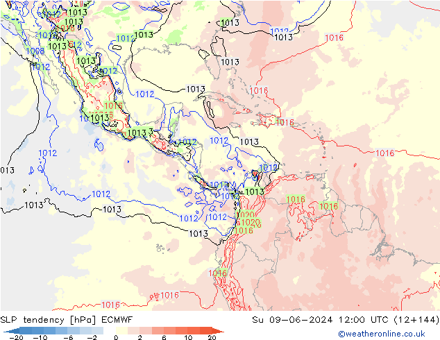 Tendenza di Pressione ECMWF dom 09.06.2024 12 UTC