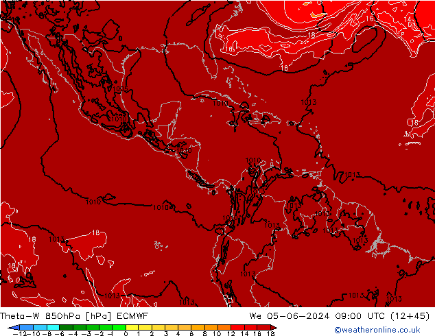 Theta-W 850hPa ECMWF wo 05.06.2024 09 UTC