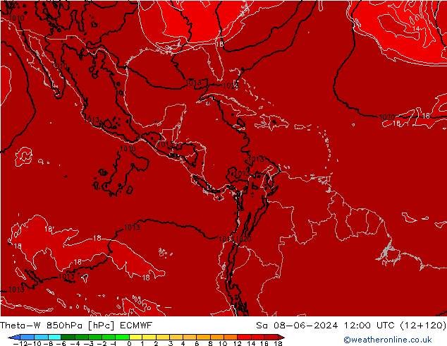 Theta-W 850hPa ECMWF sab 08.06.2024 12 UTC