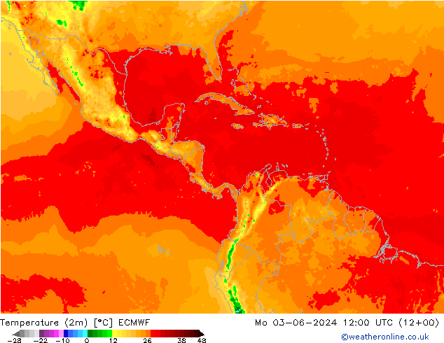 Temperature (2m) ECMWF Mo 03.06.2024 12 UTC