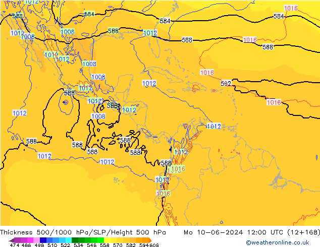 Thck 500-1000hPa ECMWF pon. 10.06.2024 12 UTC