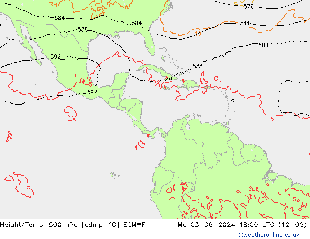 Z500/Rain (+SLP)/Z850 ECMWF Mo 03.06.2024 18 UTC