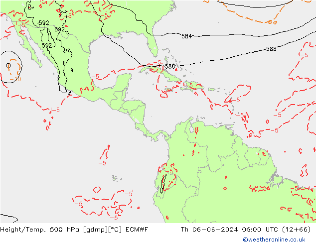 Z500/Rain (+SLP)/Z850 ECMWF Čt 06.06.2024 06 UTC