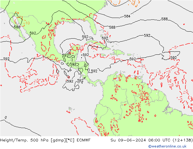 Yükseklik/Sıc. 500 hPa ECMWF Paz 09.06.2024 06 UTC