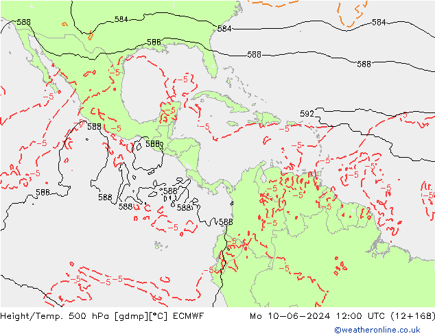 Z500/Rain (+SLP)/Z850 ECMWF pon. 10.06.2024 12 UTC