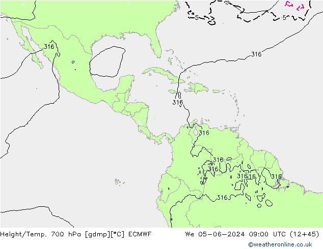 Géop./Temp. 700 hPa ECMWF mer 05.06.2024 09 UTC